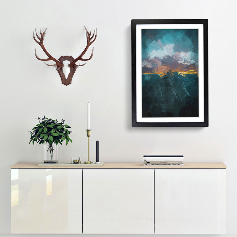 Mountains in California in Abstract - Framed Print, 48cm H x 36cm W x 2cm D, Black Framed