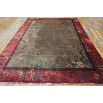 Room Size Gray Background Color Antique Wool Pile Chinese Deco Rug