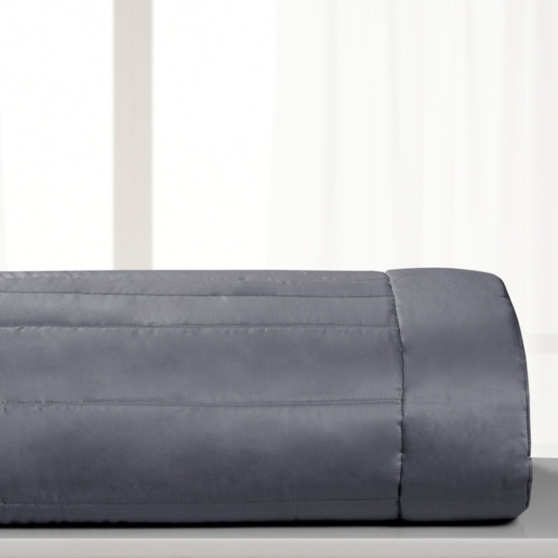 Palm Beach Coverlet, Twin Coverlet, Charcoal Gray Cotton