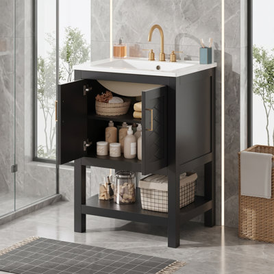 Meuble-lavabo moderne 24 po avec lavabo simple