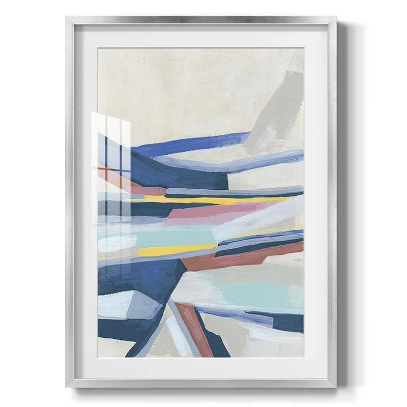 Mouvement tectonique bleu II - impression encadrée