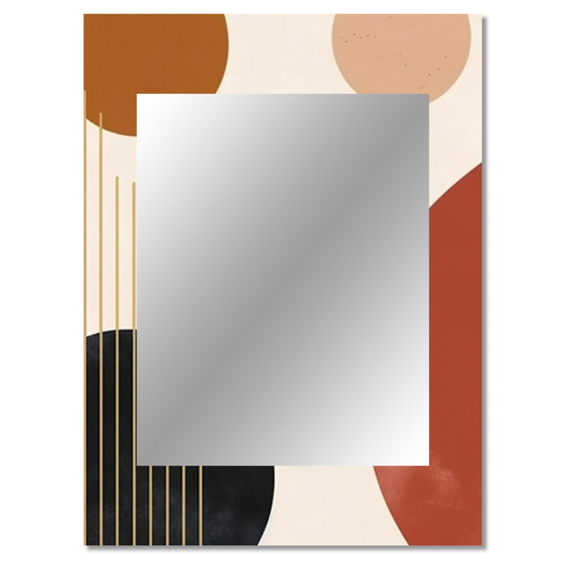 Beige minimal boho motif 2 - grand miroir minimaliste, miroir mural décoratif beige, impression d'art en métal, 40 po x 30 po