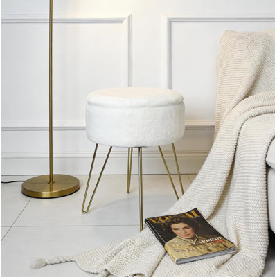 Ikat Fur Storage Hairpin Stool