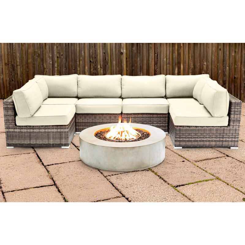 Ensemble de conversation pour 4 personnes avec foyer et coussins Sunbrella Lsi, Canevas