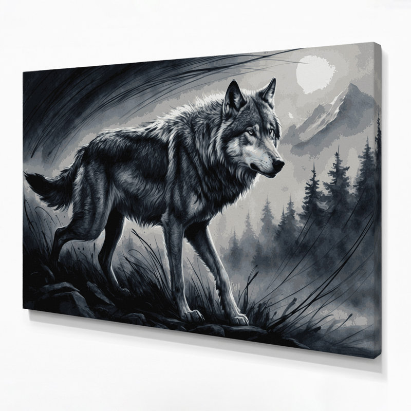 Wildlife Gray Wolf Gray Canvas Wall Art