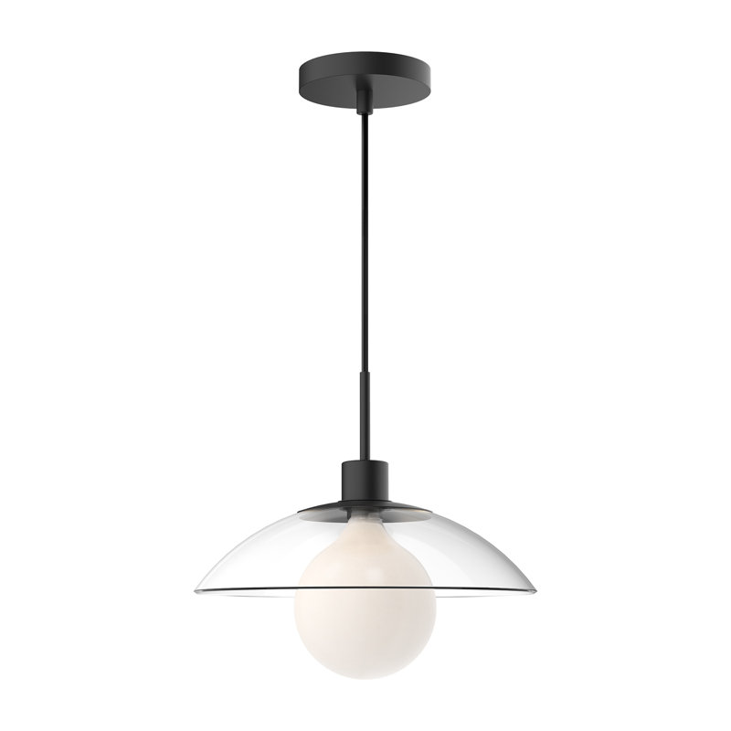 Finola 1 - Light Single Pendant, Clear Glass/Matte Black