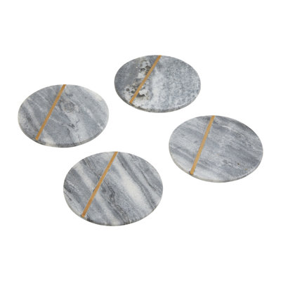 Roisin Marble Round 4 Piece Coaster Set