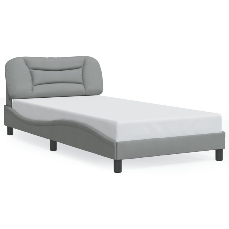 Structure de lit avec DEL sans matelas Hvar gris clair tissu 100 x 200 cm, Simple, Gris clair