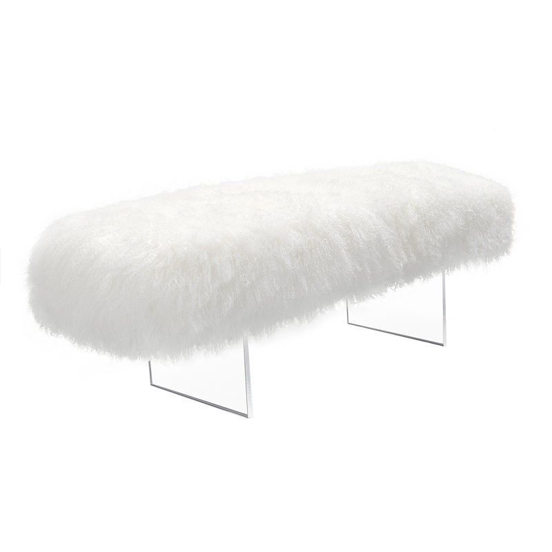 Repose-pieds standard rectangulaire de 49,4 po de largeur, Peau de mouton blanc