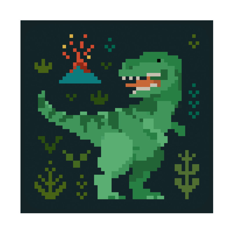 «Pixel Dinos II» sur, H 35 po x l 35 po