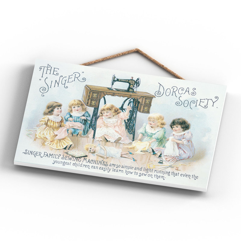 Singer Dorcas Vintage Retro Poster Design On Wooden Plaque