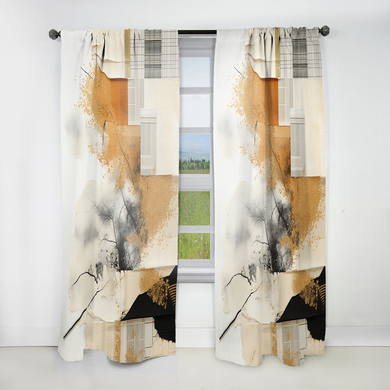 Nicoll Grey And Gold Sunset Collage V - Collages Curtain - Velvet Room Darkening - 1 panel, 52" W x 63" L