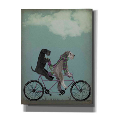 Schnauzer Tandem - reproduction d'art sur toile tendue