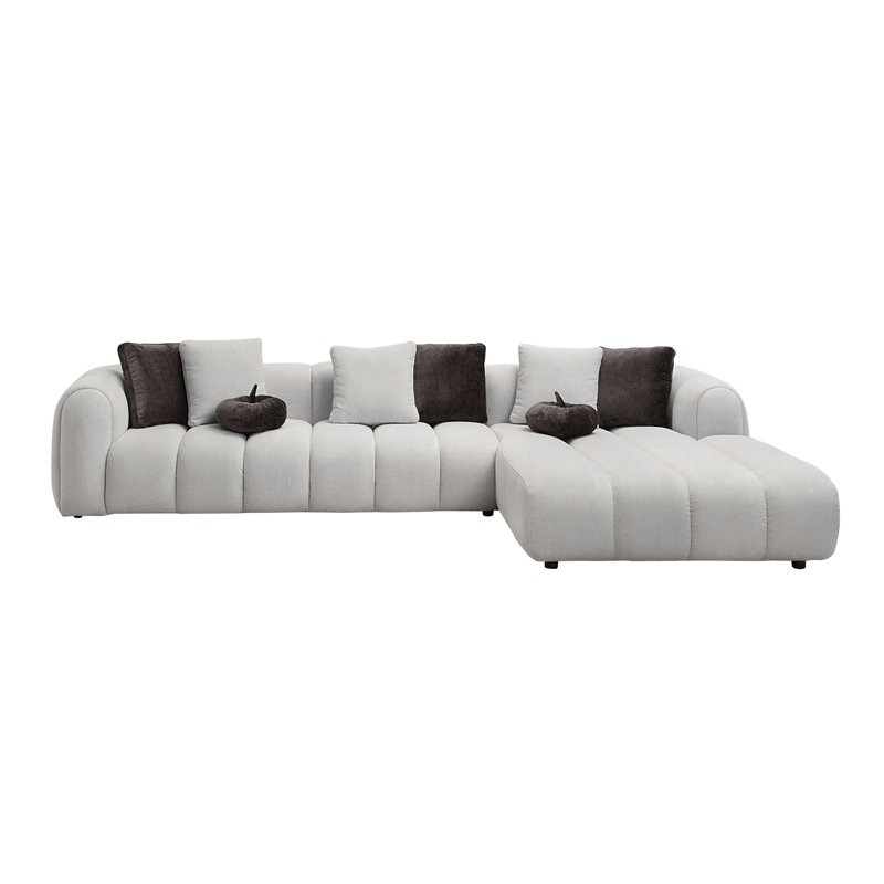 Canapé modulaire en lin blanc ivoire Manilla avec 8 coussins