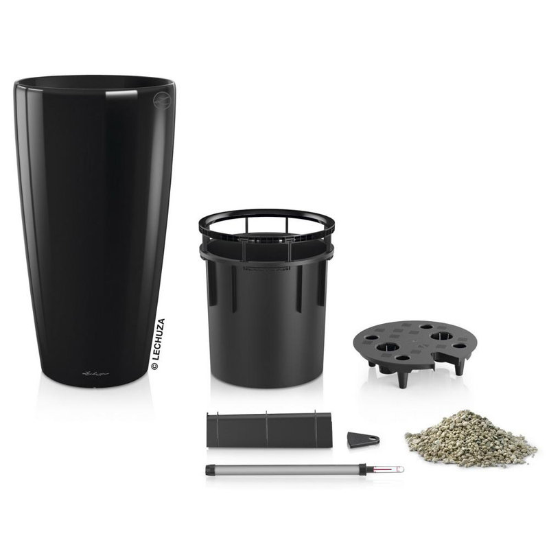 Rondo Pot Planter, Black, 75 cm H x 40 cm W x 40 cm D