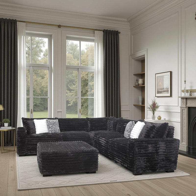 Canapé modulaire symétrique en forme de L modulaire noir Nichols MOD # 520