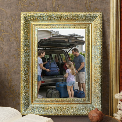 Cadre photo orné antique de 1 po 8 po x 10 po avec fixation murale ou de table