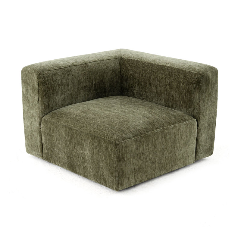 Fauteuil d'angle simple pour canapé modulaire convertible, Chenille verte