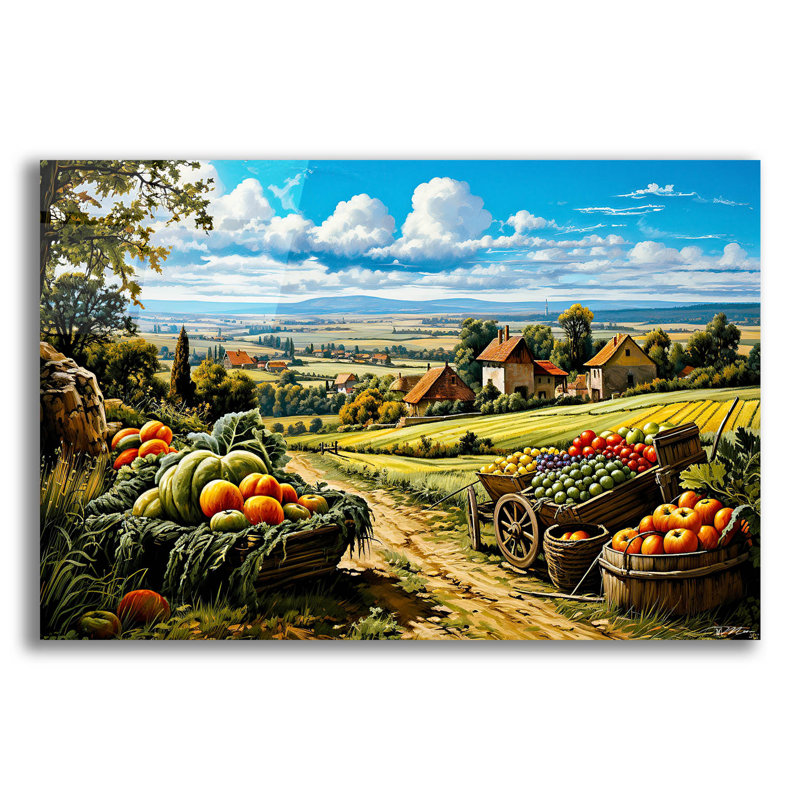  «Campagne avec fruits et légumes» par Momart, art mural en verre acrylique, 36 po x 24 po, H 16 po x l 24 po x P 0,2 po