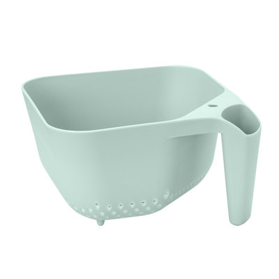 Tovolo Elements 3-Quart Square Colander with Wide Grip Handle for Pasta and Produce, Blue Haze