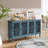 60" Antique Buffet Cabinet With Floral Carvings With Solid Wood Legs&Antique Brass Handles&Adjustable Shelves, TV Stand For 65''+ TV, Sideboard For Living Room,Dining Room (Antique Blue)-1618458764