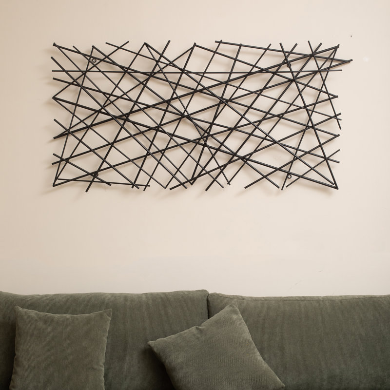 Polaris Rectangle Linear Metal Abstract Wall Art, Black