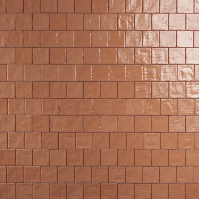 Montauk 4X4 Ceramic Mixed Finish Wall Tile, Terracotta