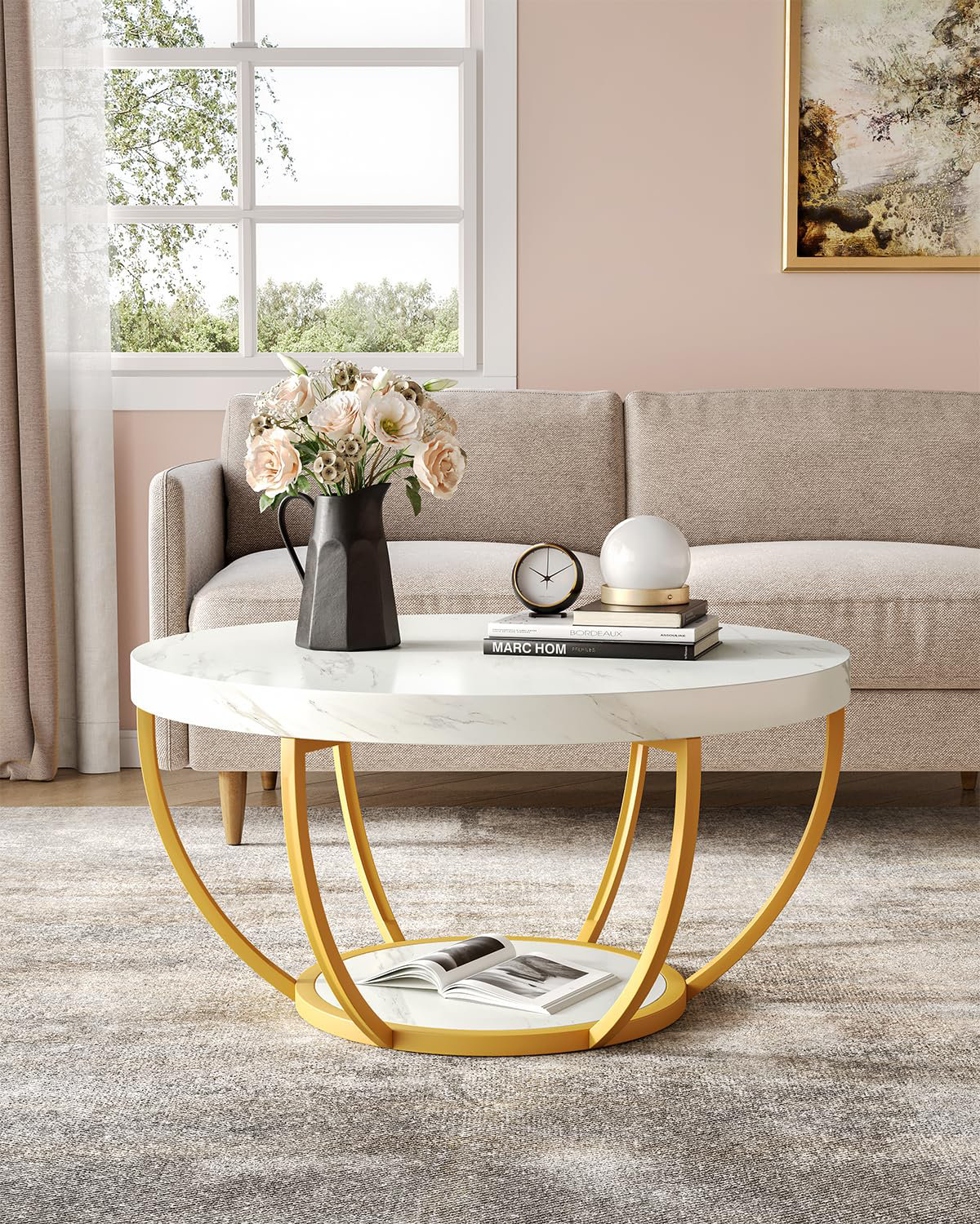 17 Stories Round Coffee Table,Circle Coffee Table For Living Room, 2 ...
