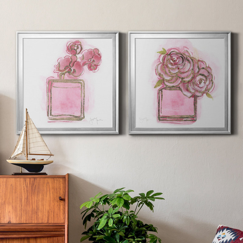 Golden Perfume I - ensemble de 2 reproductions d'art sur toile, Argent, H 22,5 po x l 45 po x P 1,5 po