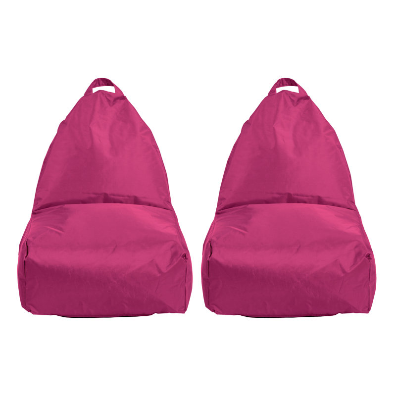 Cali Soft Seating Small Outdoor Friendly Bean Bag Set, Raspberry Nylon
