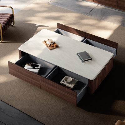 Table basse avec rangement de luxe en marbre
