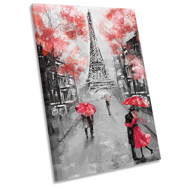 Eiffel Tower Paris Floral - Wrapped Canvas Painting, 45.7cm H x 30.5cm W x 2cm D