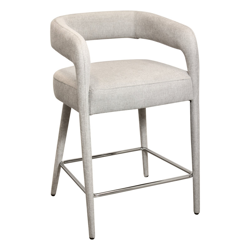 Carolin Comfy Cushioned Metal Counter Chair, Ivory