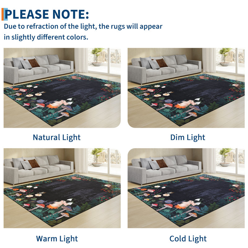 Washable Area Rug for Living Room, Playroom, or Nursery - Large Animal Jungle Print, Mark Resistant, Non-Slip - Child & Pet Friendly, Modern Farmhouse Carpet Decor