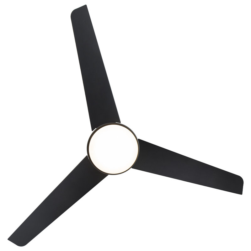 54" Satin Brass and Matte Black Smart Ceiling Fan with LED Light and Remote
