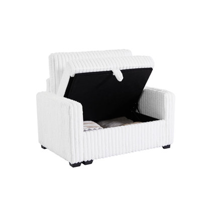 Spacieuse méridienne blanche avec assise de 47 pouces de profondeur, aspect et fabrication élégants, matériau en velours pour le salon
