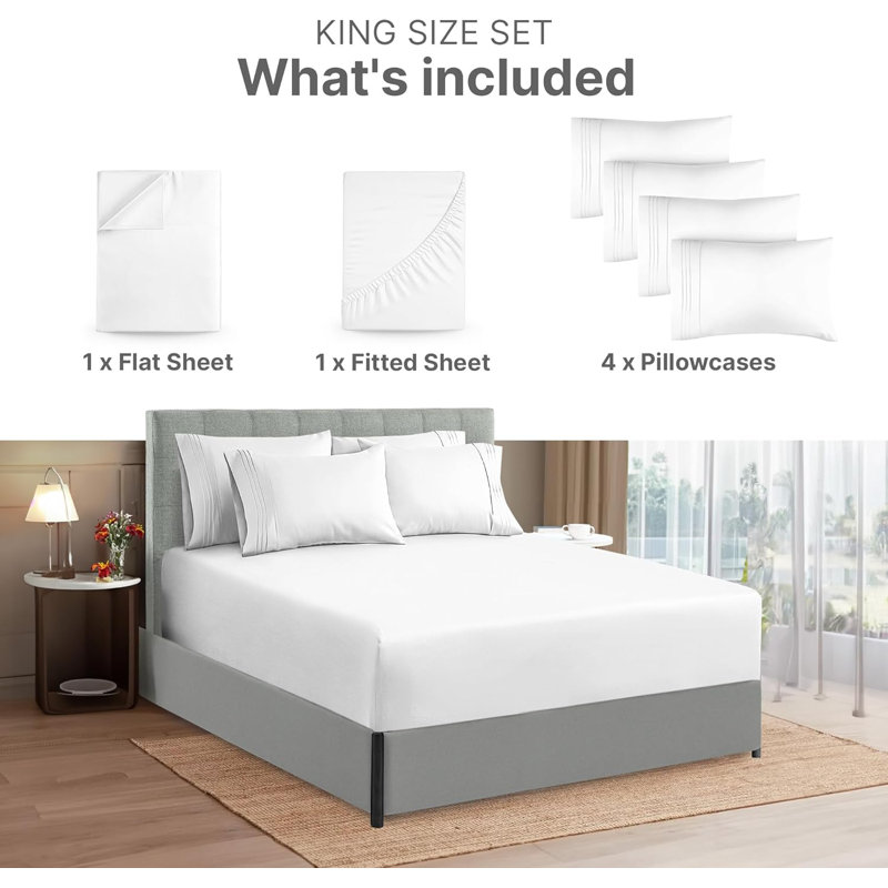Queen White Extra Deep Pocket Microfiber Sheet Set