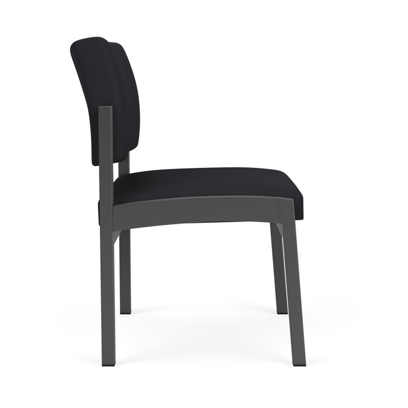 Chaise sans accoudoirs en acier Lenox, Noir Patriot Plus - nettoyez le vinyle avec un lin, Gris anthracite