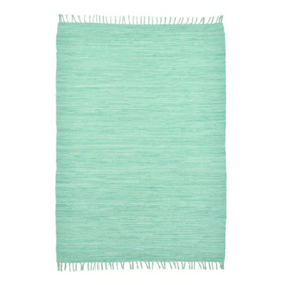 Handmade Happy cotton rug in mint