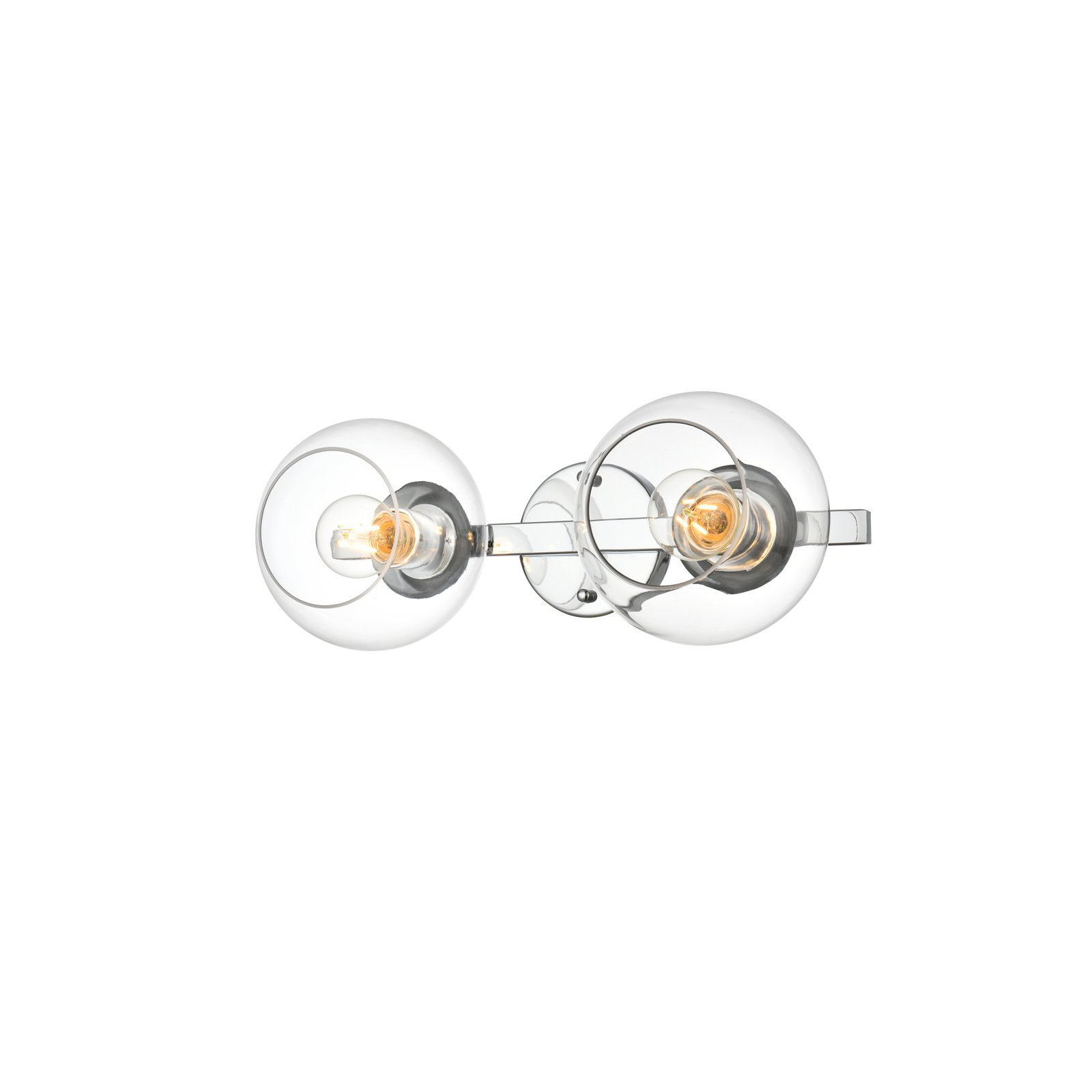 Nathalie 2 Light Glass Dimmable Armed Sconce, Chrome, 2 Lights, 7" H x 17" W x 17" D