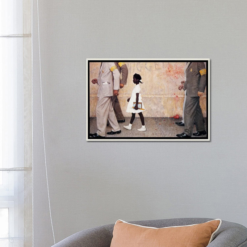 Le problème que nous vivons tous (Ruby Bridges) par Norman Rockwell - impression, H 18 po x l 26 po, Toile encadrée, Blanc
