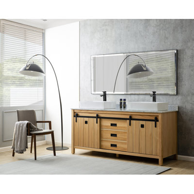 72'' Double Bathroom Vanity with Marble Top