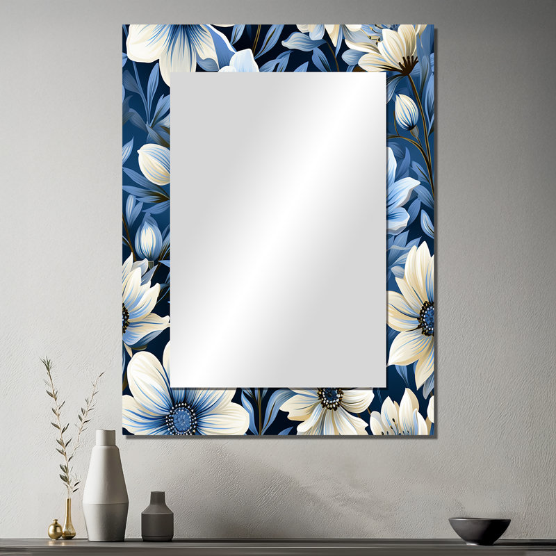 Motif floral Mermec Tribal Elegance - miroir floral, miroir mural floral, 40 po x 30 po