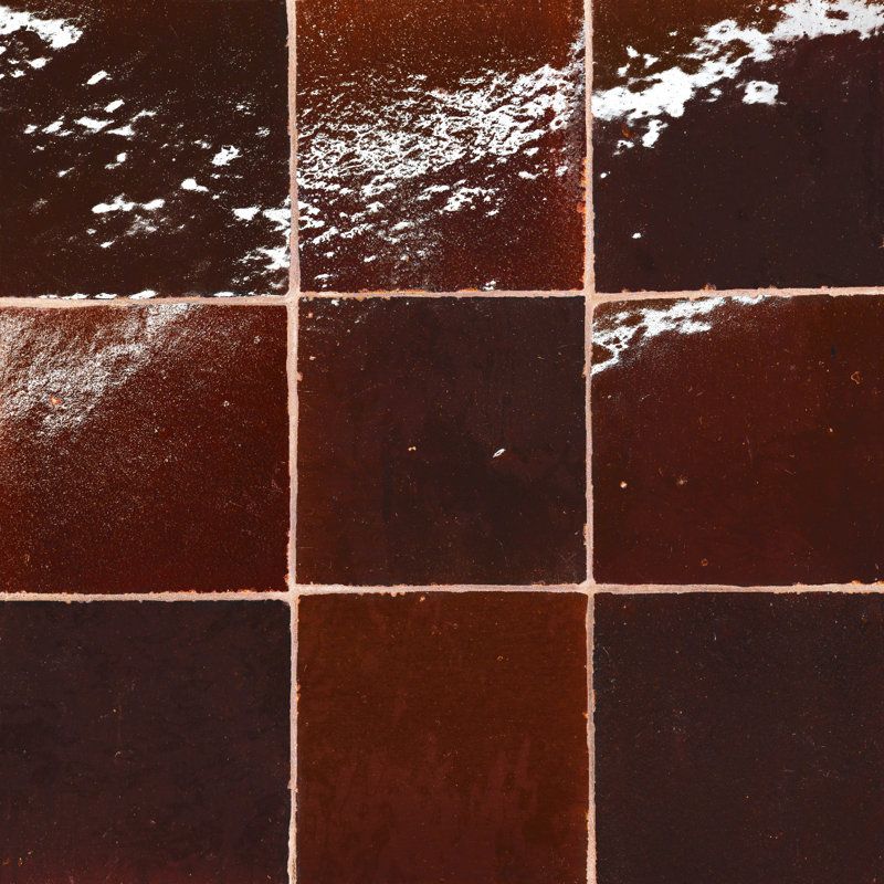 Zagora 4" x 4" Zellige Tile, Maroon