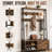Entryway Hall Tree with Bench, Shoe Storage, 6 Removable Hooks and Cabinet, 31.5" W, Brown-1635337168