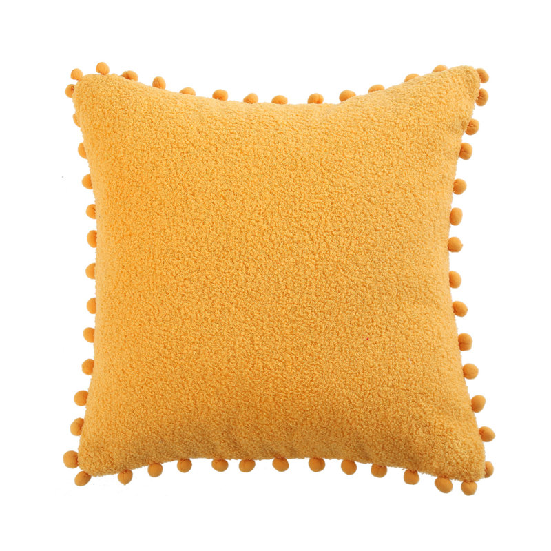 (Couvertures avec insertions) Ensemble de 2 coussins décoratifs PomPom, Jaune