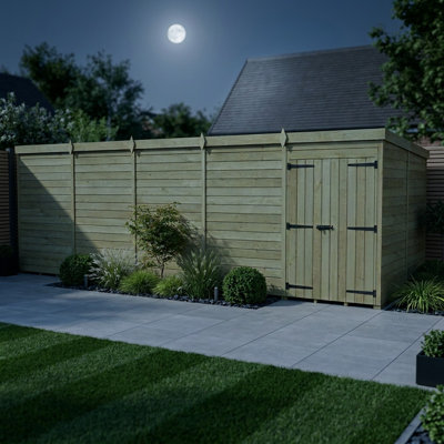 Total Sheds 20ft x 7ft Pent Garden Shed - Double Door - No Windows - Pressure Treated Timber - UK Manufactured