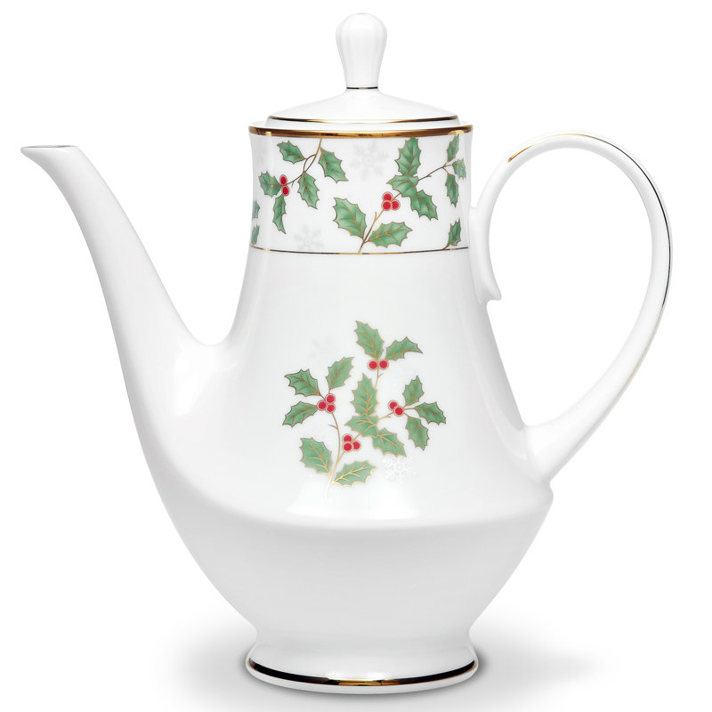 Noritake Holly and Berry Gold Coffee Server, 49 oz.