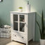 Buffet Buffet avec portes en verre - et mettre en valeur vos articles dans le rangement blanc Poignée cloche rétro ajouter une touche classique