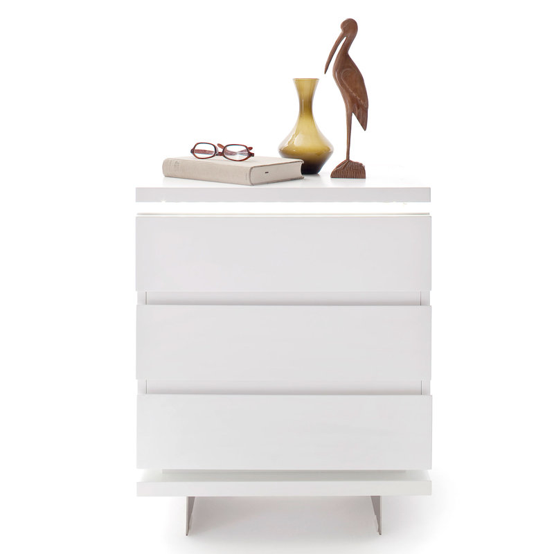 Haeli 50cm W Stainless Steel Bedside Table